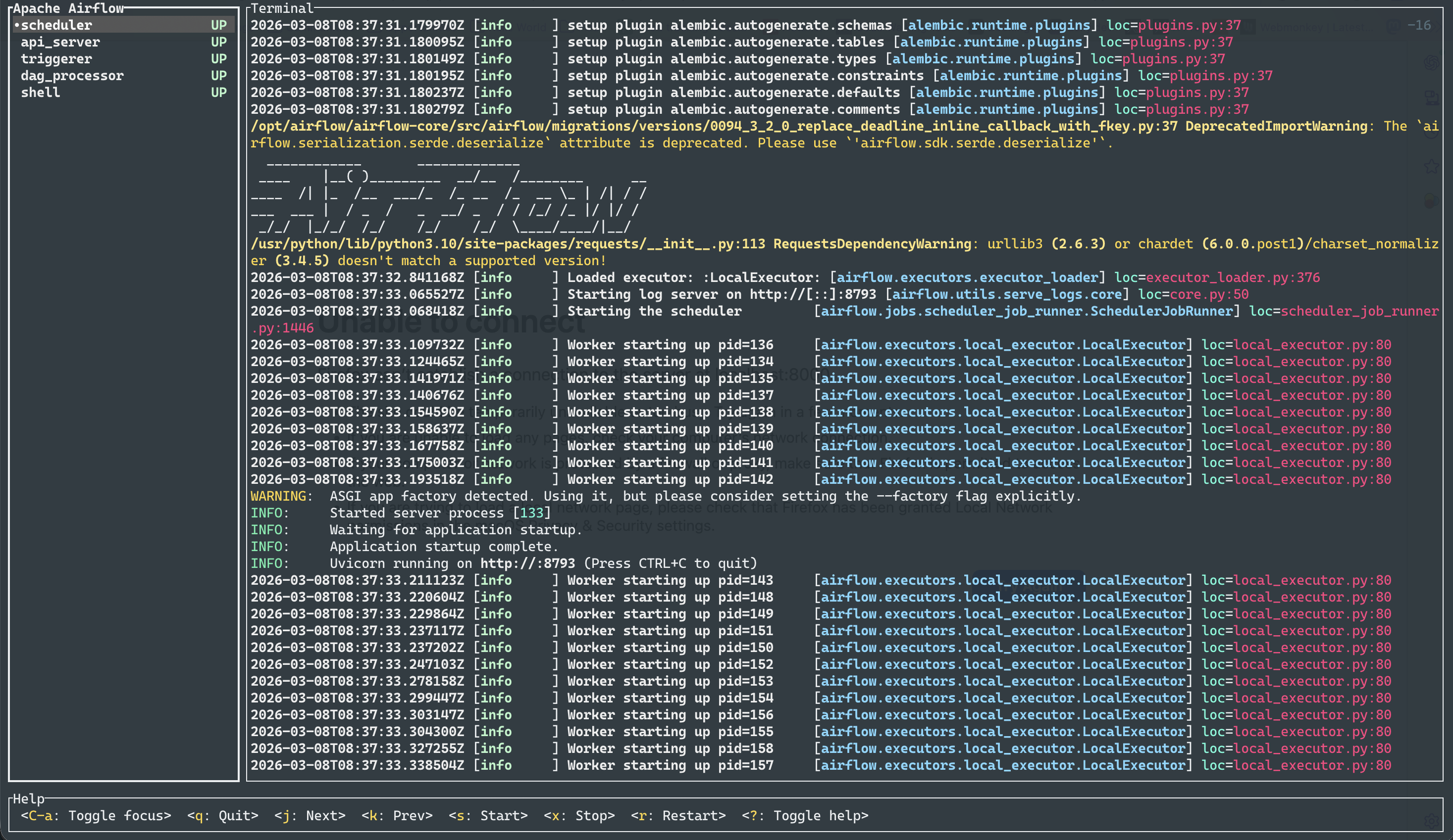 Terminal after Breeze to Start Airflow